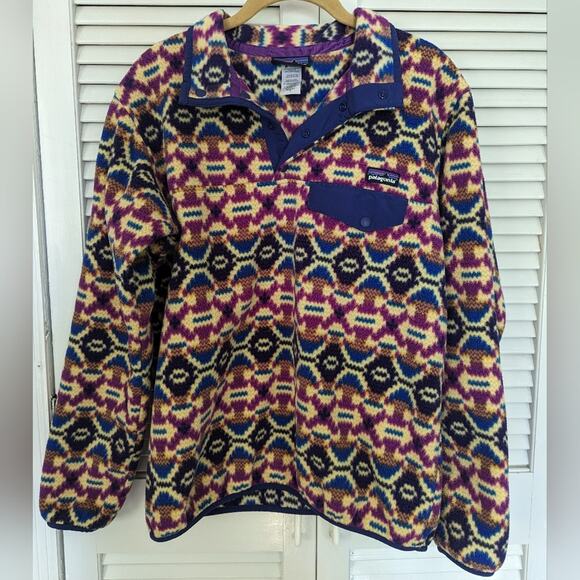 Vintage Patagonia Synchilla Aberdeen Butterfly  Purple Snap T Pullover Medium - Picture 2 of 6